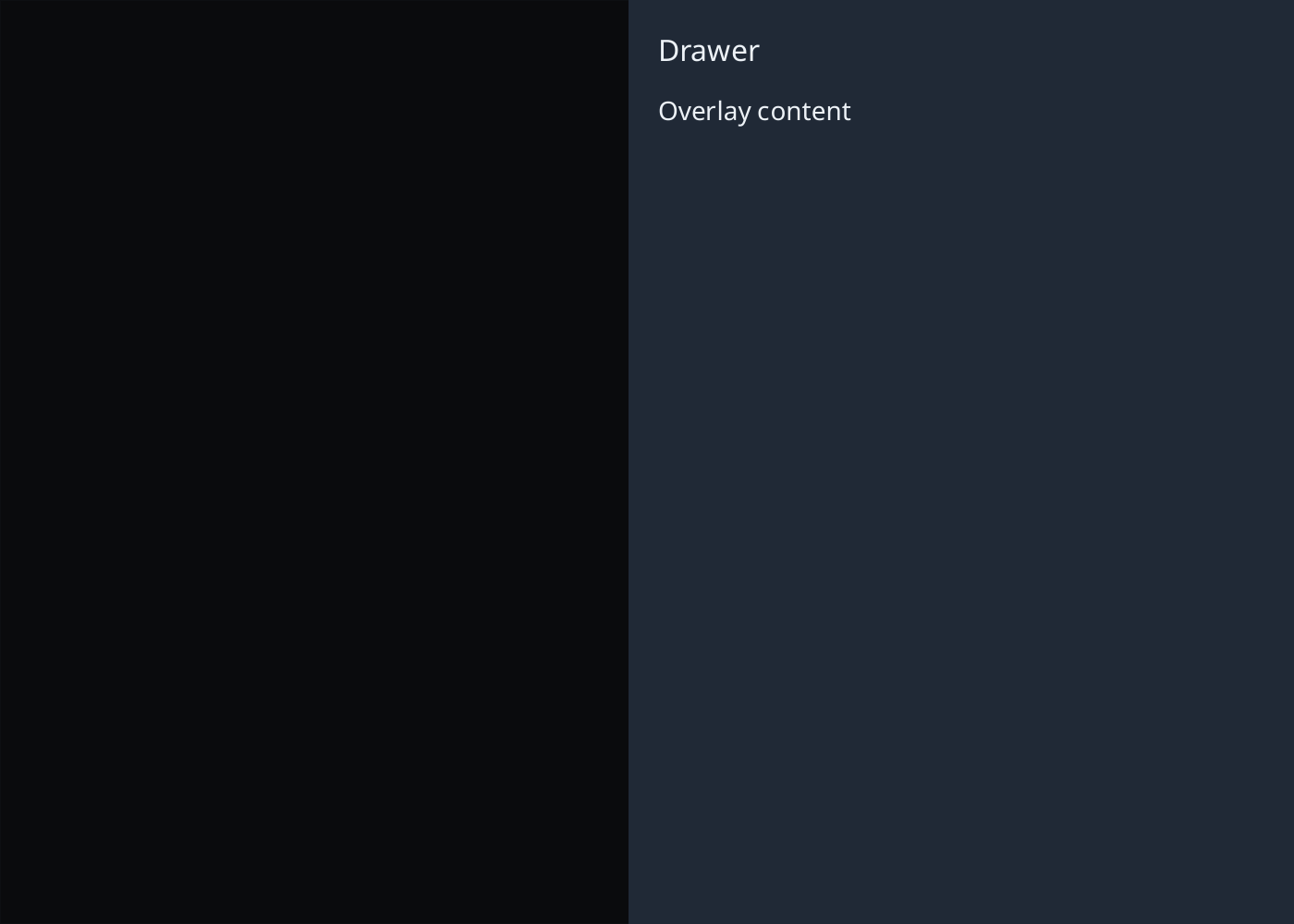 A dark-theme drawer sliding in from the right.