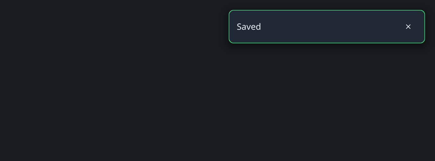 Success toast with a short saved message.
